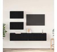 Berkfield Tv Cabinet Set 4 Pcs Black Oak 100 X 30 X 30 Cm Engineered Wood