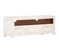 Berkfield Tv Cabinet Solid Wood Acacia 110X30X40 Cm White