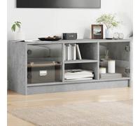 Berkfield Tv Cabinet With Glass Doors Concrete Grey 102X37X42 Cm
