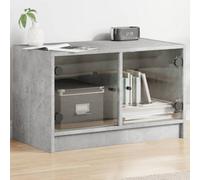 Berkfield Tv Cabinet With Glass Doors Concrete Grey 68X37X42 Cm