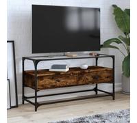 Berkfield Tv Cabinet With Glass Top Smoked Oak 98X35X51 Cm Engineered Wood