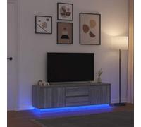 Berkfield Tv Cabinet With Led Lights Grey Sonoma 160.5X41X50 Cm
