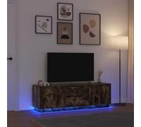 Berkfield Tv Cabinet With Led Lights Smoked Oak 160.5X41X50 Cm