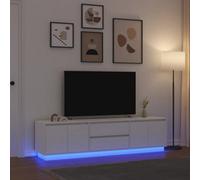 Berkfield Tv Cabinet With Led Lights White 193.5X41X50 Cm