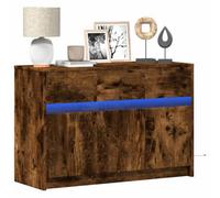 Berkfield Tv Cabinet With Led Smoked Oak 91X34X61 Cm Engineered Wood