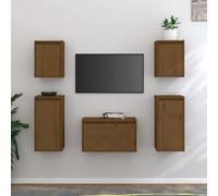 Berkfield Tv Cabinets 5 Pcs Honey Brown Solid Wood Pine