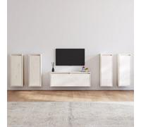 Berkfield Tv Cabinets 5 Pcs White Solid Wood Pine