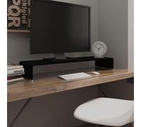 Berkfield Tv Stand/monitor Riser Glass Black 100X30X13 Cm