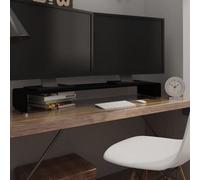 Berkfield Tv Stand/monitor Riser Glass Black 120X30X13 Cm