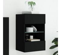 Berkfield Tv Wall Cabinet With Led Lights Black 40X30X60.5 Cm