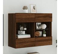 Berkfield Tv Wall Cabinet With Led Lights Brown Oak 78.5X30X60.5 Cm