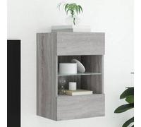 Berkfield Tv Wall Cabinet With Led Lights Grey Sonoma 40X30X60.5 Cm