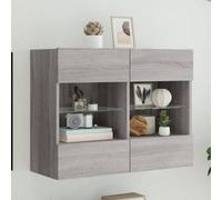Berkfield Tv Wall Cabinet With Led Lights Grey Sonoma 78.5X30X60.5 Cm
