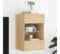 Berkfield Tv Wall Cabinet With Led Lights Sonoma Oak 40X30X60.5 Cm