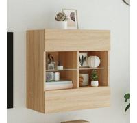 Berkfield Tv Wall Cabinet With Led Lights Sonoma Oak 58.5X30X60.5 Cm