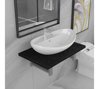 Berkfield Two Piece Bathroom Furniture Set Ceramic Black