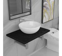 Berkfield Two Piece Bathroom Furniture Set Ceramic Black