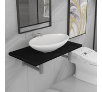 Berkfield Two Piece Bathroom Furniture Set Ceramic Black