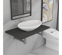 Berkfield Two Piece Bathroom Furniture Set Ceramic Grey