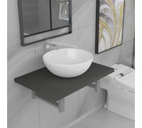 Berkfield Two Piece Bathroom Furniture Set Ceramic Grey