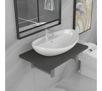 Berkfield Two Piece Bathroom Furniture Set Ceramic Grey