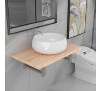 Berkfield Two Piece Bathroom Furniture Set Ceramic Oak