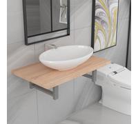 Berkfield Two Piece Bathroom Furniture Set Ceramic Oak