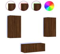 Berkfield Versatile 4 Piece Tv Wall Units With Led Brown Oak Engineered Wood