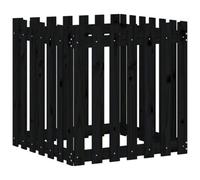 Berkfield Versatile Garden Planter With Fence Design Black 70X70X70 Cm Solid Wood Pine