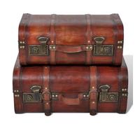 Berkfield Vintage Wooden Treasure Chest 2 Pcs Vintage Brown