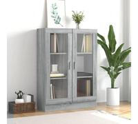Berkfield Vitrine Cabinet Grey Sonoma 82.5X30.5X115 Cm Engineered Wood