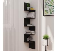 Berkfield Wall Corner Shelf Black 19X19X123 Cm Engineered Wood
