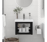 Berkfield Wall-Mounted Bathroom Washbasin Frame Black 40X38X31 Cm Iron