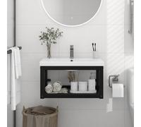 Berkfield Wall-Mounted Bathroom Washbasin Frame Black 59X38X31 Cm Iron