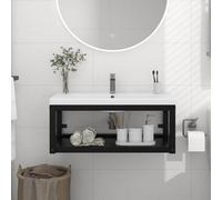 Berkfield Wall-Mounted Bathroom Washbasin Frame Black 79X38X31 Cm Iron