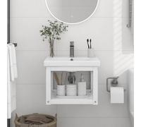 Berkfield Wall-Mounted Bathroom Washbasin Frame White 40X38X31 Cm Iron