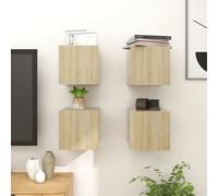 Berkfield Wall Mounted Tv Cabinets 4 Pcs Sonoma Oak 30.5X30X30 Cm