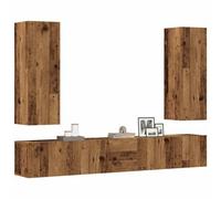 Berkfield Wall Mounted Tv Cabinets 5 Pcs Old Wood Engineered Wood