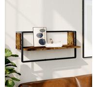 Berkfield Wall Shelf With Bar Smoked Oak 65X25X30 Cm