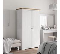 Berkfield Wardrobe Bodo White And Brown 101X52X176.5 Cm Solid Wood Pine