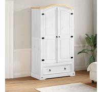 Berkfield Wardrobe Corona White 102X52X186 Cm Solid Wood Pine