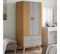Berkfield Wardrobe Olden Grey And Brown 76.5X53X172 Cm Solid Wood Pine