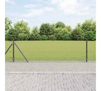 Berkfield Welded Wire Fence With 13 Flanged Posts Grey 0.6X25 M Steel