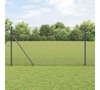 Berkfield Welded Wire Fence With 13 Posts Grey 1X50 M Steel