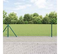 Berkfield Welded Wire Fence With 7 Flanged Posts Green 0.6X10 M Steel