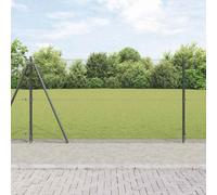 Berkfield Welded Wire Fence With 7 Flanged Posts Grey 1.2X10 M Steel