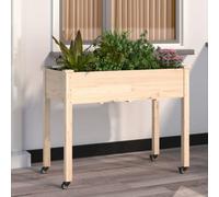 Berkfield Wheeled Planter With Liner 118X59X80 Cm Solid Wood Fir