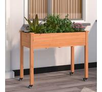 Berkfield Wheeled Planter With Liner Brown 118X59X80 Cm Solid Wood Fir