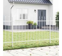 Berkfield White Garden Fence With Spear Top - 13.6 X 1.2 M Steel