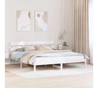Berkfield White Pine Wood Bed Frame White Solid Pine Wood 180 X 200 Cm
